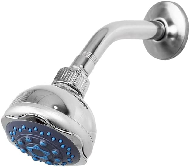 Home Basics Sunbeam 5 Function Chrome Plated Steel Fixed Head, High Pressure, Spray & Pulse Combination, 2.5 GPM Rate, Leak, Anti-Clog, Rust and Corrosion Resistant Shower Massager, Silver