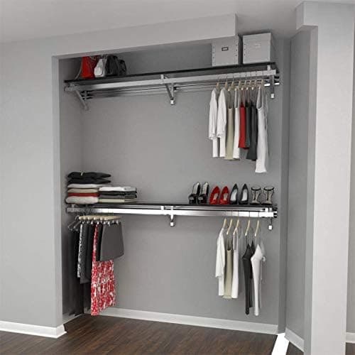 Arrange A Space RCMBX Premium 48" Top and Bottom Shelf/Hang Rod Kits Espresso Closet System, 2 Count