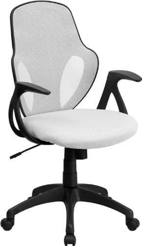 Flash Furniture Mid-Back Mesh Executive Swivel Office Chair with Nylon Base, White