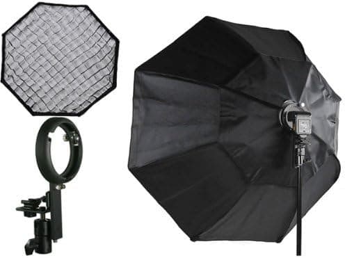 Off Camera Flash Octagon Softbox 37" Octagon Soft Box Studio Photography Honeycomb Grid Softbox with Flash Mounting Flashes LBW895GD