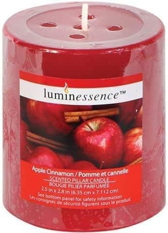 Set of 2 Luminessence Apple Cinnamon Scented Pillar Candles 2021 New Version