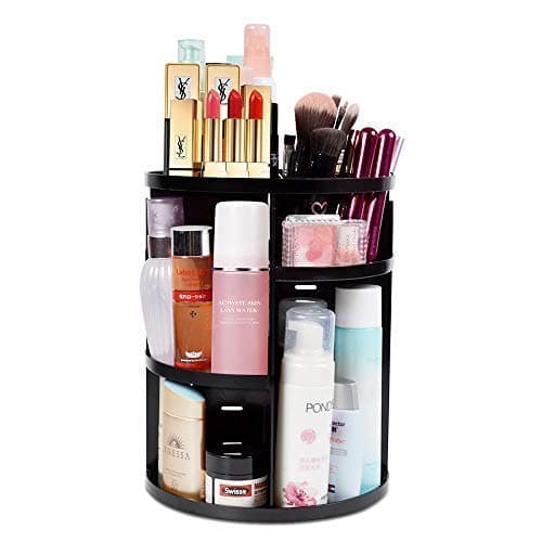 DreamGenius Makeup Organizer 360 Degree Rotating Adjustable Multi-Function Cosmetic Storage, Black