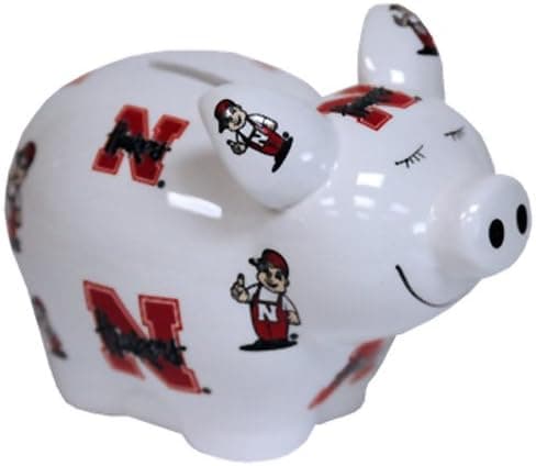 NCAA Nebraska Cornhuskers Piggy Bank with All Over Logo