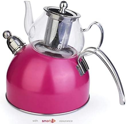 Acar Pink Premium 18/10 Stainless Steel Turkish Teapot - 2.5 lt. Capacity (fuchsia)