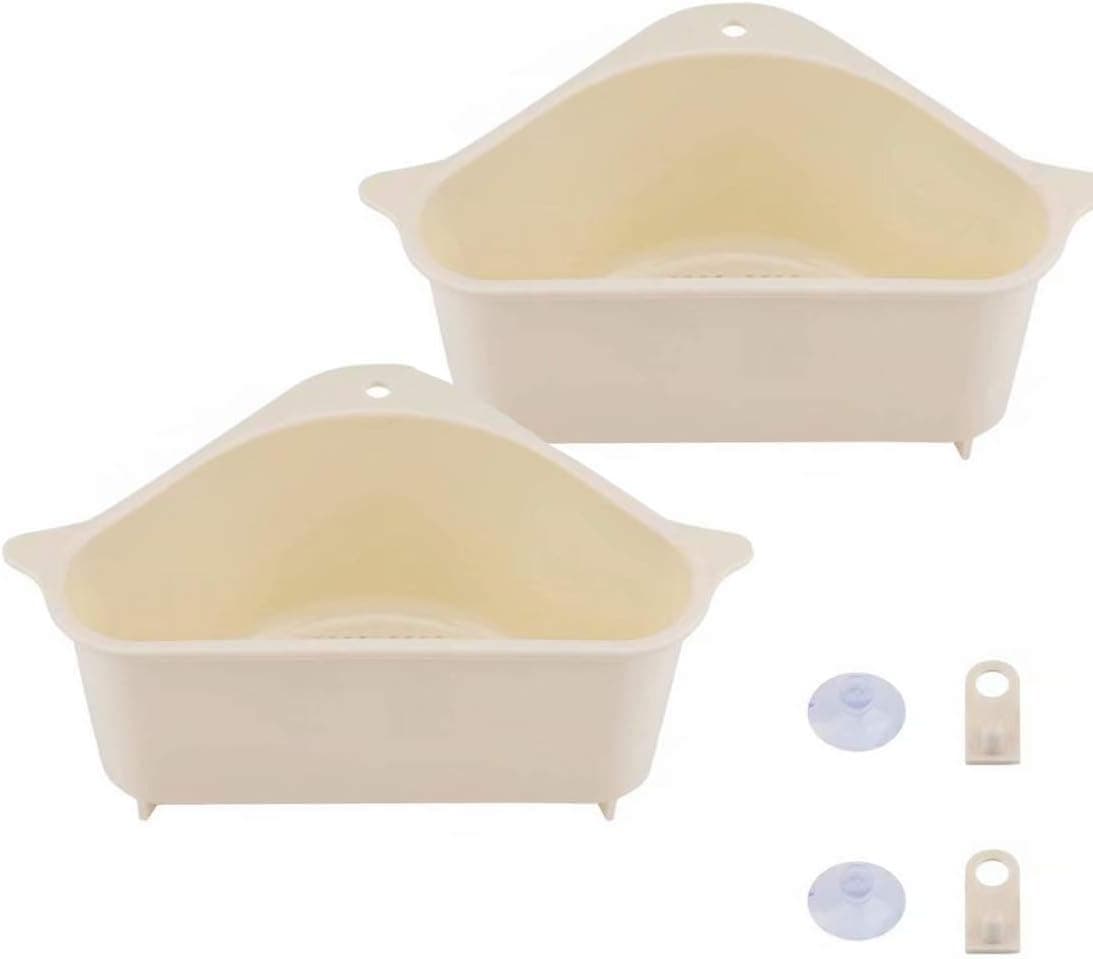 2Pack Triangular Sink Drain Shelf, Kitchen Multi-purpose Basket Suction Cup Kitchen Storage Dish Rack Organizer for Kitchen Bathroom