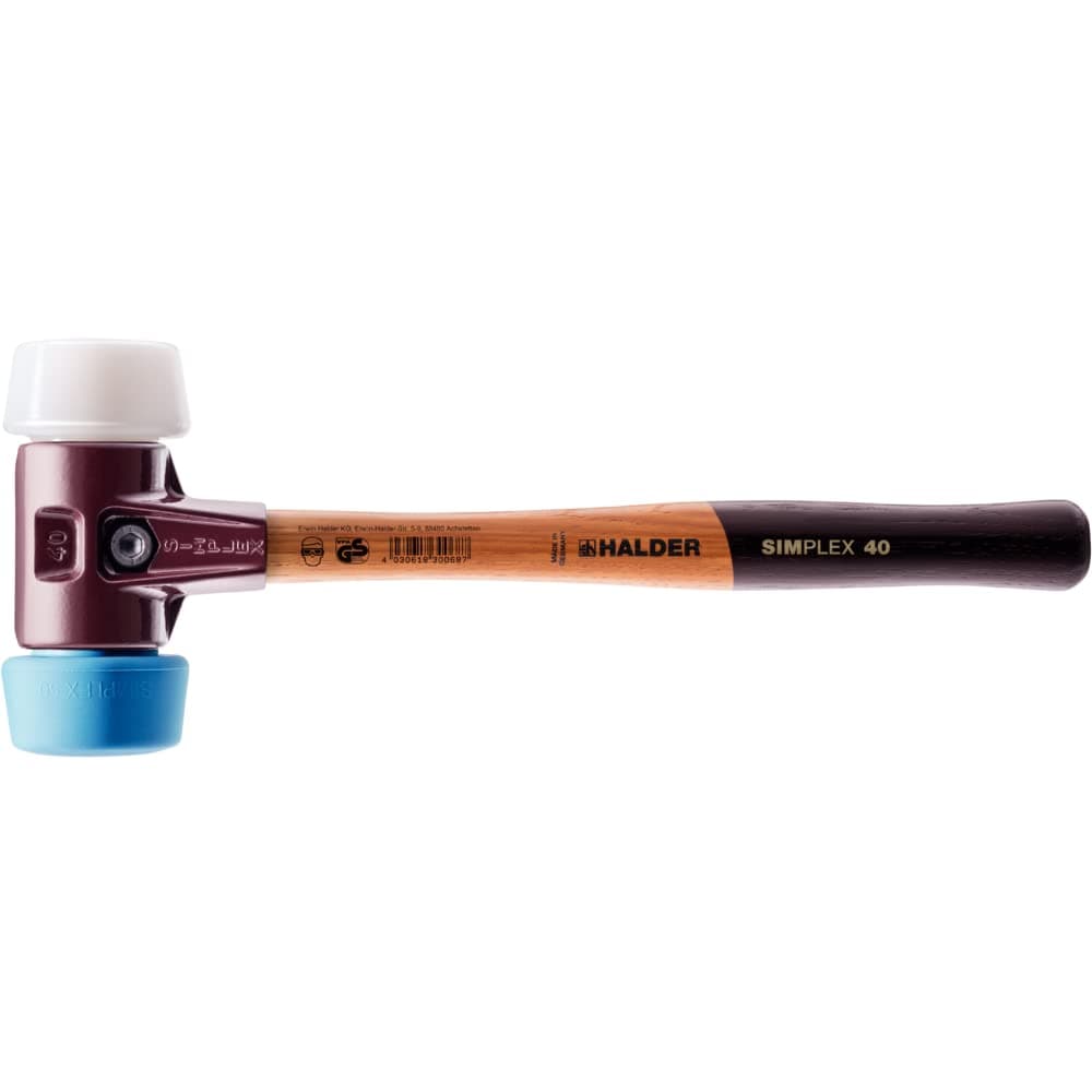 Halder 3017.051 50:40 Mallet w/ Oversized Soft Blue Rubber & Superplastic Face Inserts, Blue,white