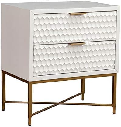 Origins by Alpine White Pearl Wood 2 Drawer Nightstand in White