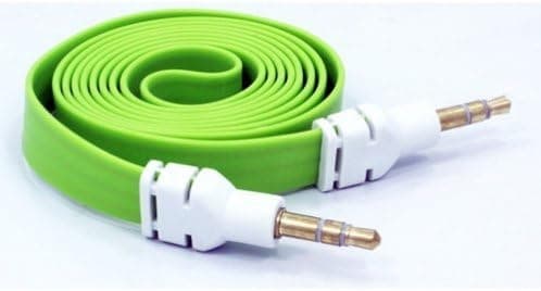 Fonus Green Tangle Free Flat Wire Car Audio Stereo Aux Cable Adapter for phones