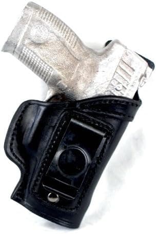 Walther PPS 40 Cal IWB CCW Single Spring Clip Leather Holster with Body Shield R/H Black - 0608