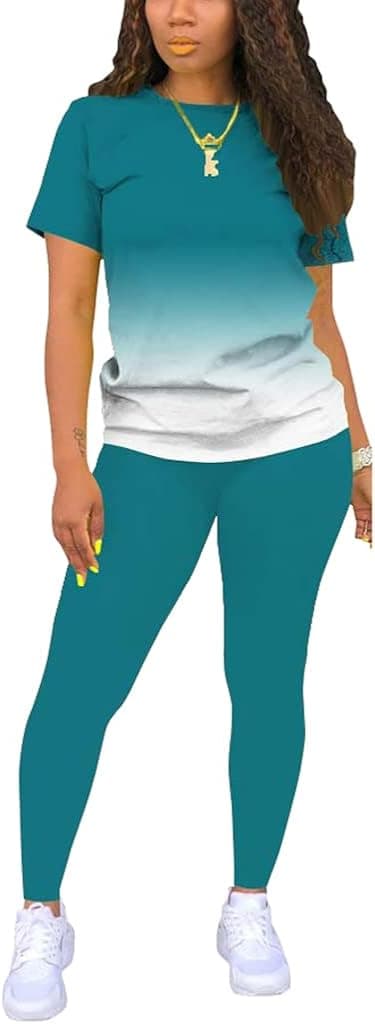 Mrskoala Women Two Piece Outfits Summer Sweatsuits Matching Jogger Sets Loungewear Tracksuit