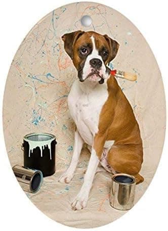 LilithCroft99 Painter Boxer - Oval Ceramic Christmas Ornaments Doublesided Keepsake Christmas Tree Decorations