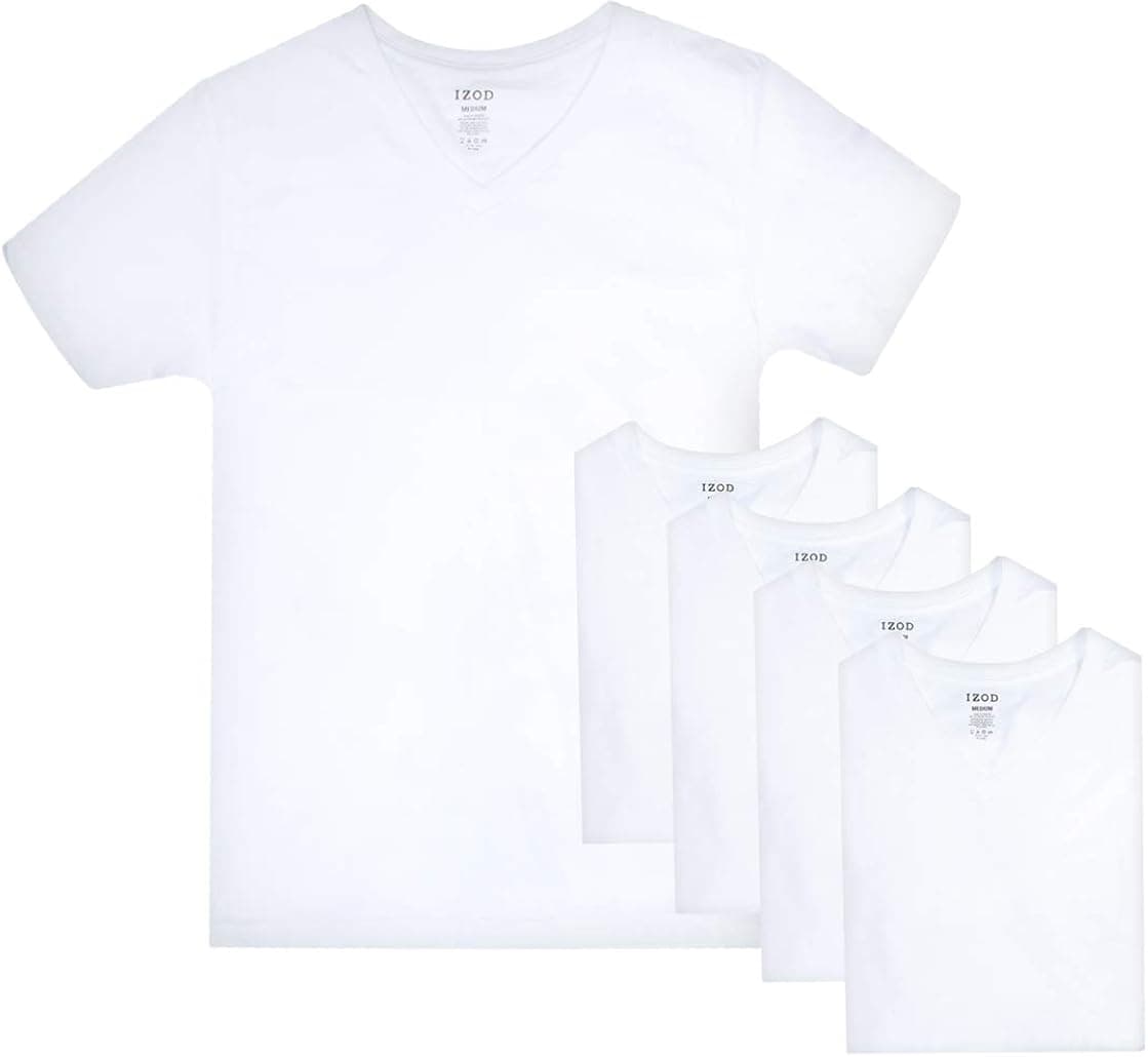 IZOD Men's 5 Pack V-Neck Undershirt T-Shirt
