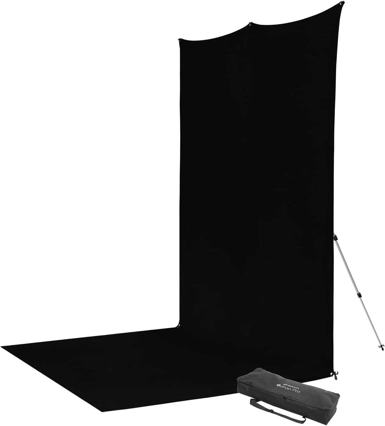 Westcott 8'x13' Black Sweep X-Drop Pro Wrinkle-Resistant Backdrop Kit - for Full-Length Portraits, Group Photos, and Photo Booths