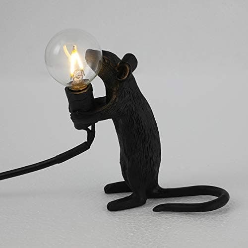 Mouse Lamp, Modern Cute LED Mouse Table Lamp Shape Resin Desk Light Bedside Mouse Lamp Black/White/Golden Room Decor Creative Mouse Desk Lamps Bedside Gift for Bar, Cafe, Living Room, Bedroom