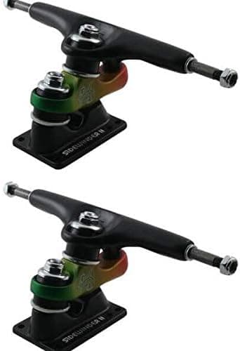 Gullwing Trucks Sidewinder II Black / Rasta Skateboard Trucks - 159mm Hanger 9 Axle (Set of 2)