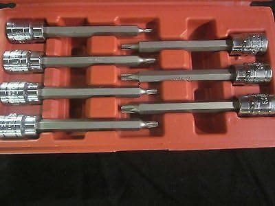 7pc ATE PRO 3/8" Drive Extra Long 4-1/2" Shank TORX BIT Socket Set T-10 to T-40