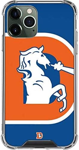 Skinit Clear Phone Case Compatible with iPhone 11 Pro Max - Officially Licensed NFL Denver Broncos Retro Logo Design