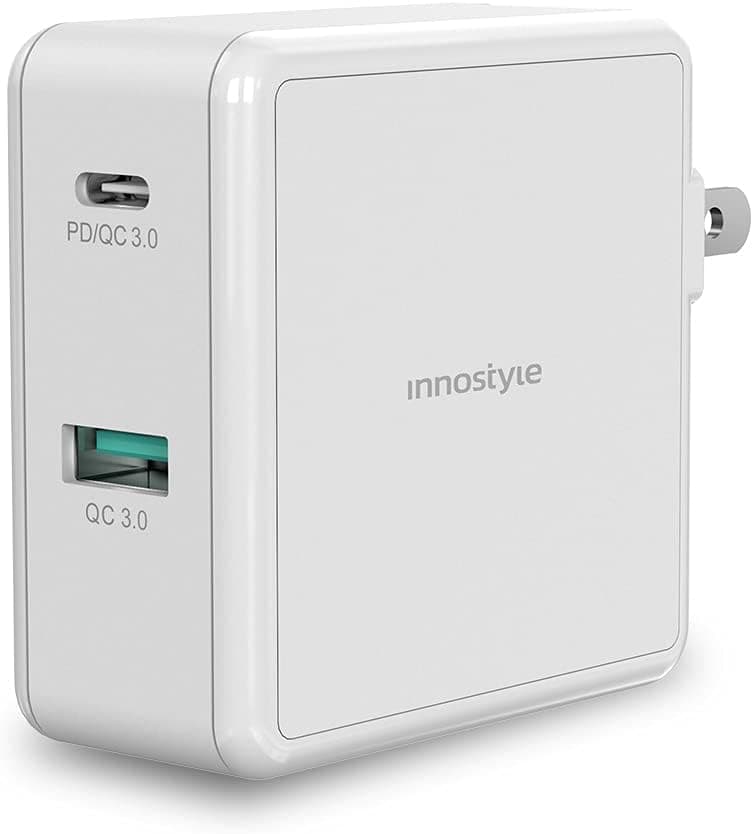 USB C Fast Charger, INNOSTYLE 49.5W Dual Port PD/QC 3.0 Wall Charger, Portable Power Adapter with Foldable Plug for iPhone 13/13 Mini/13 Pro/13 Pro Max/12/11, Pixel, Galaxy, and More