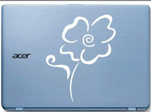 Flower 8" White Vinyl Decal Sticker for Car Automobile Window Wall Laptop Notebook Etc.... Any Smooth Surface Such As Windows Bumpers
