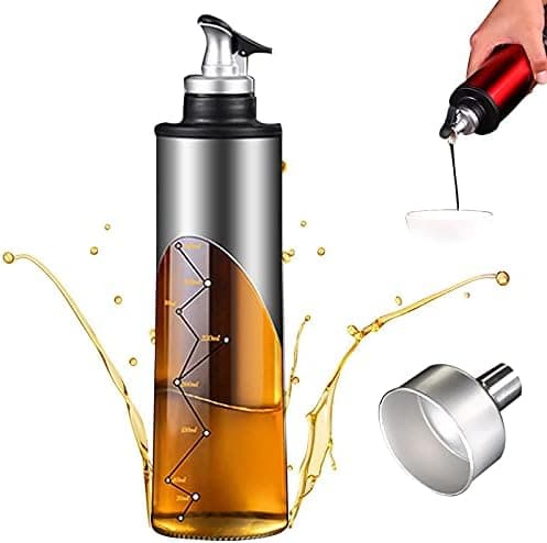 LKDEPO-creative starry sky non-drip design (650ML) stainless steel and glass combination kitchen olive, vinegar and soy sauce dispenser (Silver)