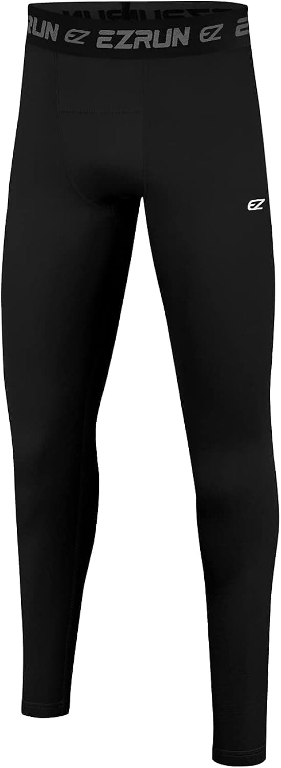 EZRUN Youth Boys' Leggings Thermal Base Layer Sports Soccer Tights Fleece Lined Compression Pants