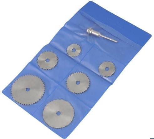 7pc 1/8" Shank Hand Tools High Speed Steel Circular Saw Blades Set for Electric Grinder - Silver High Speed Steel Saw Blade with Mandrels