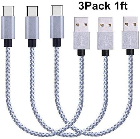 USB Type C Cable, Asstar 3Pack 1 FT/30CM Cable Durable Nylon Braided USB-C Charging Cord for Samsung Galaxy S8 Plus, Nexus 6P 5X, Google Pixel, LG G5 V20, HTC 10 and More