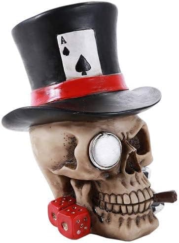 Pacific Trading Poker Skull Ace Spades Top Hat Casino Dice Poker Game Skull Gambler Figurine Gift