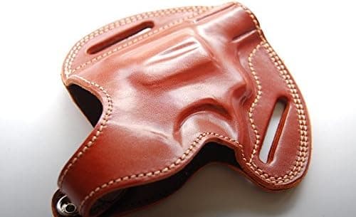 cal38 Handcrafted Leather Belt Holster for Colt Cobra 38 Special Revolver 2 inch Black Tan R.H