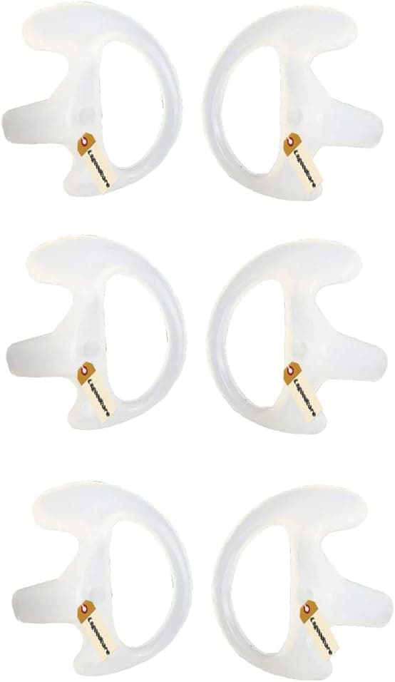 Replacement Earmold Earbud Left and Right Ear for 2 Way Radio Acoustic Coil Tube -Lsgoodcare Open Ear Insert Earmould Ear Buds Medium White Soft Silicone Ear Piece 3 Pairs