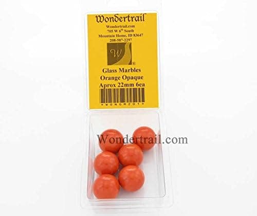 Wondertrail Orange Opaque 22mm Glass Marbles Pack of 6 WONGM201