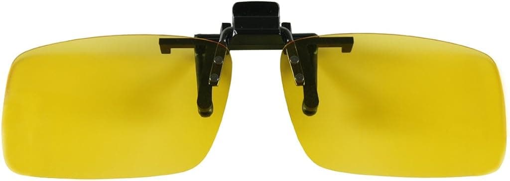 Clip on Flip up Sunglasses with UV400 Polycarbonate Polarized Lenses 60mm/56mm in Grey/Yellow/Brown/Green (Yellow, 60mm)