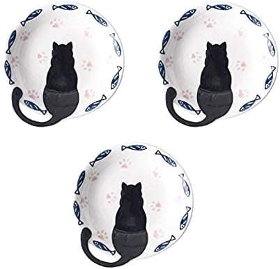 Ceramic Dishes Sauce Dish Dipping Bowls Set Cute Cat Seasoning Kitty Appetizer Plates Serving Tea Bag Holder Saucers Mini Side Dip Round Soy Condiment Dish