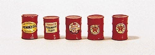 HO Gas Station Barrels, Red (5) JLI313