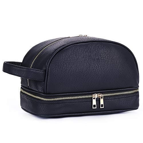 Leather Toiletry Bag For Men - Dopp Kit Travel Bags Toiletry bag for Shaving Toilet Accessories Gifts for travelers men Ideal as Mens Toiletries shave kit by Telsan