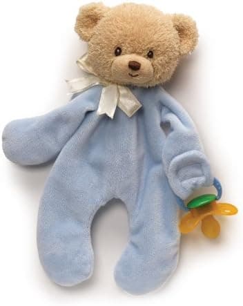 Gund Teddi Pacifier Clip Blue Plush, 10"