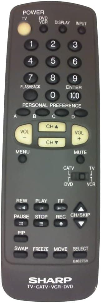 New Sharp TV DVD Remote Control G1627SA G1627SB G1396SA Supplied with Models: 27R-S400 27R-S450 27R-S480 32R-S400 32R-S450 32R-S480 36R-S400 36R-S450 CR32S45 CR36S45 CR27S48 CR32S48