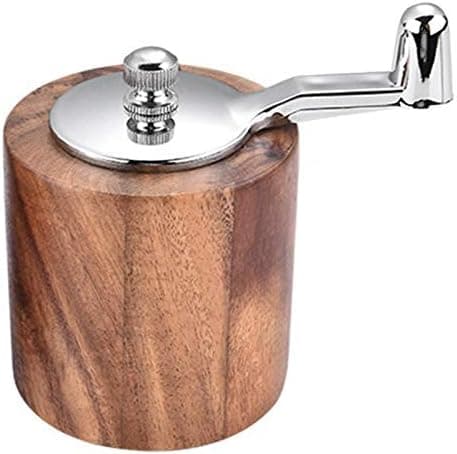 Yantan Salt and Pepper Mill, Hand Crank Wood Pepper Grinder Salt Shaker with Handle and Adjustable Ceramic Rotor