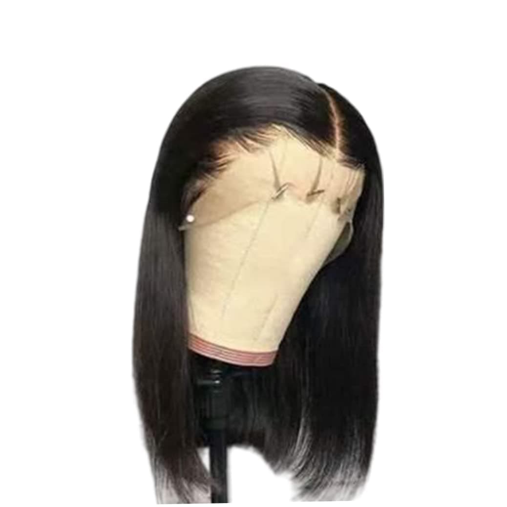 Jorzer Women Short Bob Wig Straight Black Human Hair Lace Front Natural Color U Shape Wig Beauty