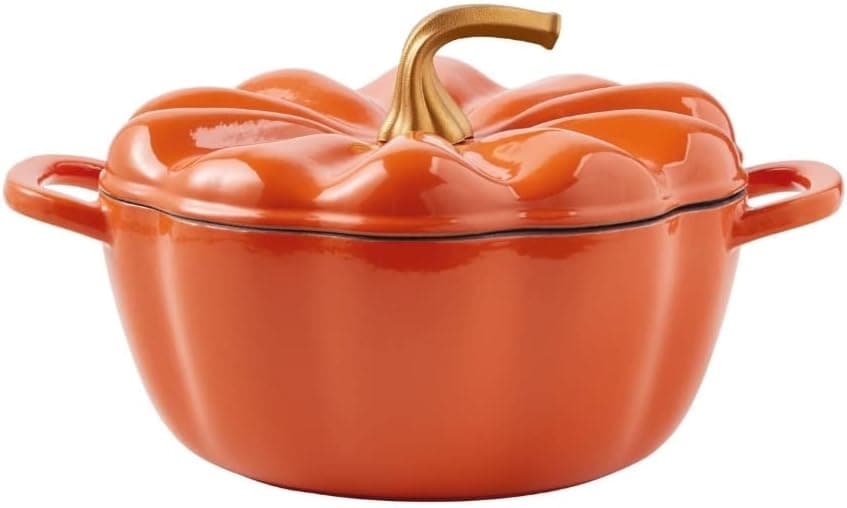The Pioneer Woman 3.5-Quart Enamel-on-Cast Iron Pumpkin Dutch Oven, Orange