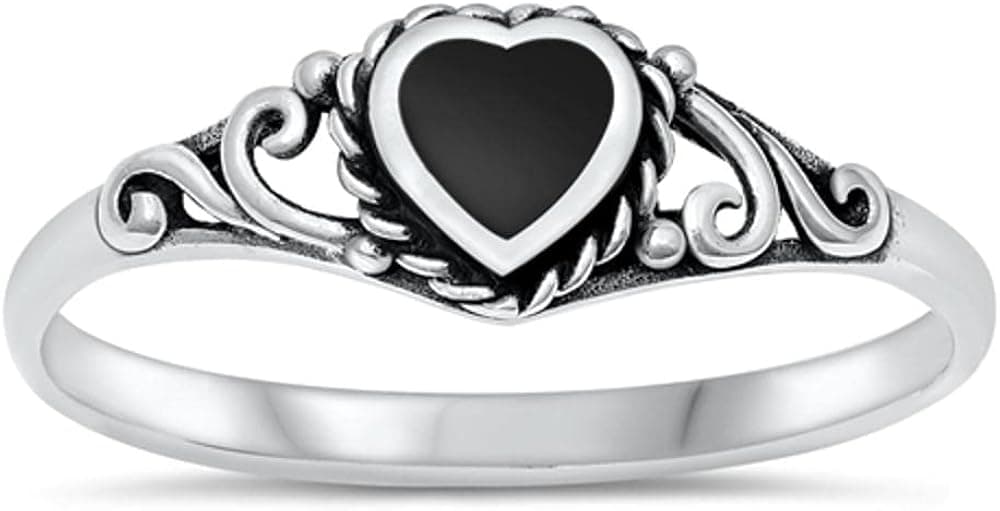 CHOOSE YOUR COLOR Sterling Silver Heart Promise Ring
