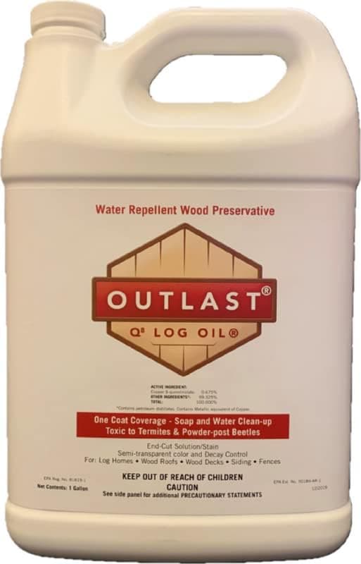 Outlast - Q8 Log Oil Wood Preservative for Decks, Log Homes, End Cuts, & More - Dark Brown - 1 Gallon