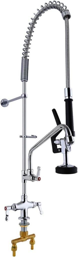 Maxsen Deck Mount Commercial Kitchen Sink Faucet 43" Height Pre rinse With 12" Add-On Spout For Food Service Commercial Kitchens Restaurant Hotel Application Tap