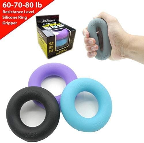 xFitness Hand Grip A Hand & Forearm Exerciser and Strengthener - Set of 3 Level Resistance - Extension, Crushing & Pinch Grip Training Solution - Best Hand Grips on The Market - 60/70/80 lbs Set