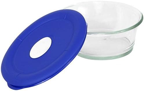 Pyrex Storage Deluxe 3-2/3-Cup Oval Dish, Clear with Blue Lid