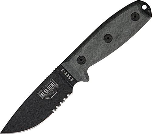 ESEE -3S with Modified Pommel Black Blades with Micarta Handles and Brown Molle Sheath