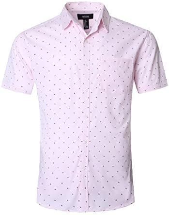 Men's Premium Polka Dot Print Casual Shirt Short Sleeve Cotton Shirts