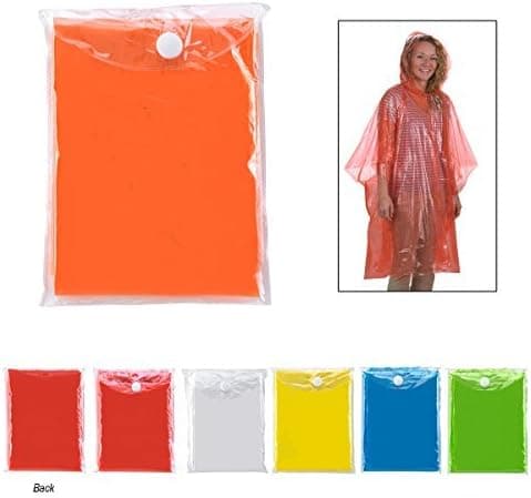 Rain Poncho for Adults (4 Pack) | Emergency Disposable Rain Poncho | Assorted Vibrant Colors | 100% Waterproof | Individually Packaged | Great for Trips and Games