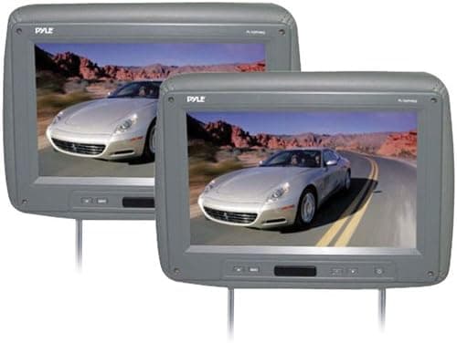 Pyle PL102PHRG Pair of Adjustable Headrests with Built-In 10.2-Inch TFT Monitor and IR Transmitter (Grey Color)