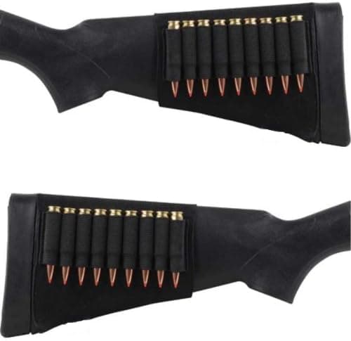 Ultimate Arms Gear Tactical Stealth Black 18 Round Rifle Ammo Shot Shell Cartridge Hunting Stock Buttstock Slip Over Carrier Holder Fits .300 .308 308 .270 .30-06 7mm Remington 700 770 M24 Ambidextrous Use for Both Righty and Lefty Shooters Universal Bolt Lever Pump Action Sniper Hunting Rifle